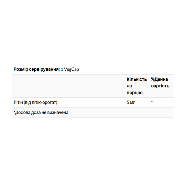 Lithium Orotate 5mg - 120 vcaps. Фото 2