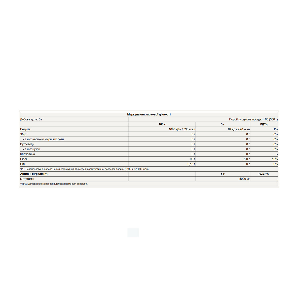 Glutamine - 300g Unflavored. Фото 2