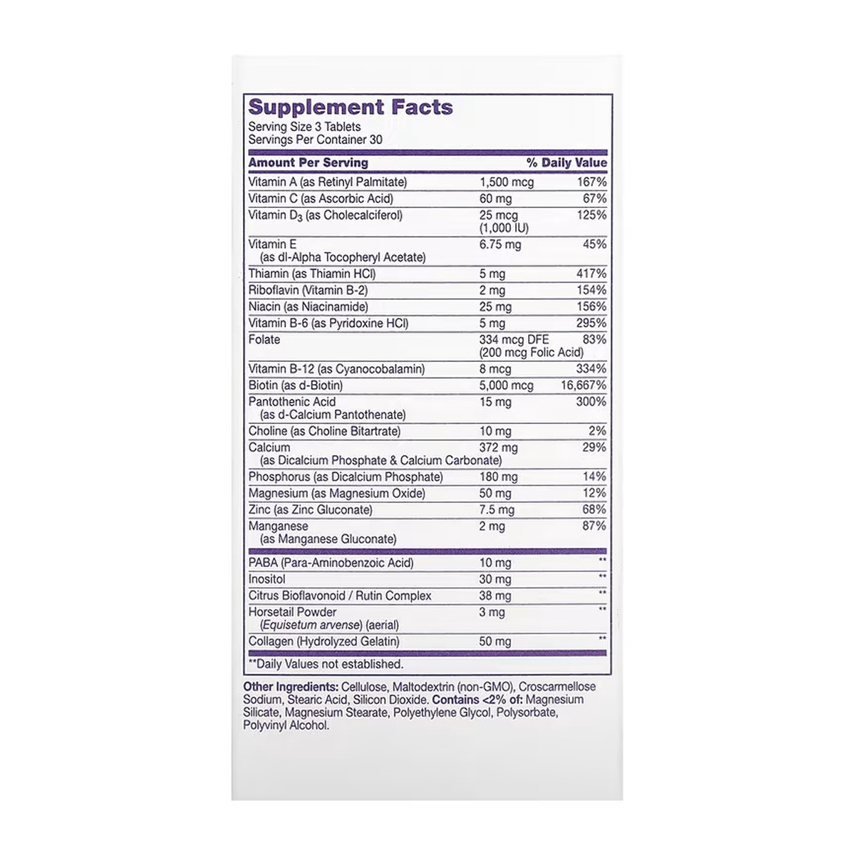 Hair, Skin & Nails Extra Strength - 90 tabs. Фото 2