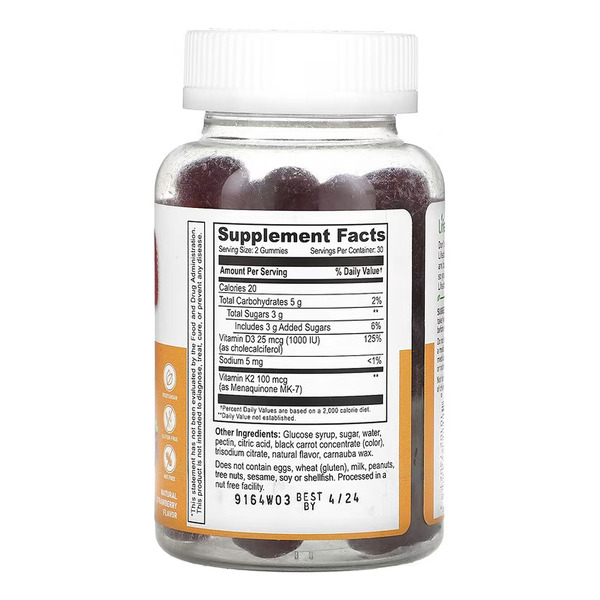 Vitamin D3 + K2 Adult - 60 gummies. Фото 2