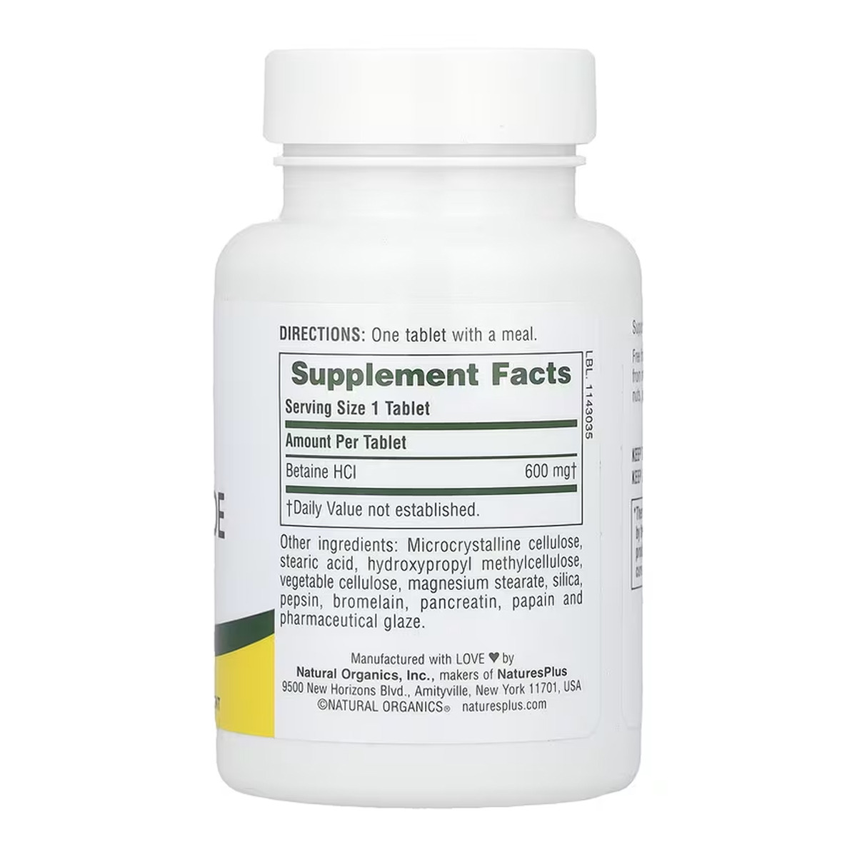 Betaine Hydrochloride 600mg - 90 tabs. Фото 2