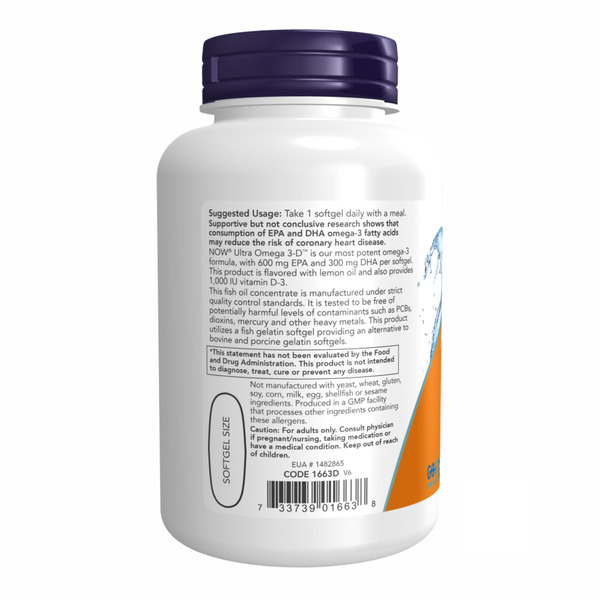 Ultra Omega 3-D™ Fish Oil - 180 Fish Softgels. Фото 3