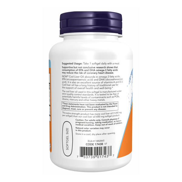 Cod Liver Oil 1000mg - 180 sgels. Фото 3