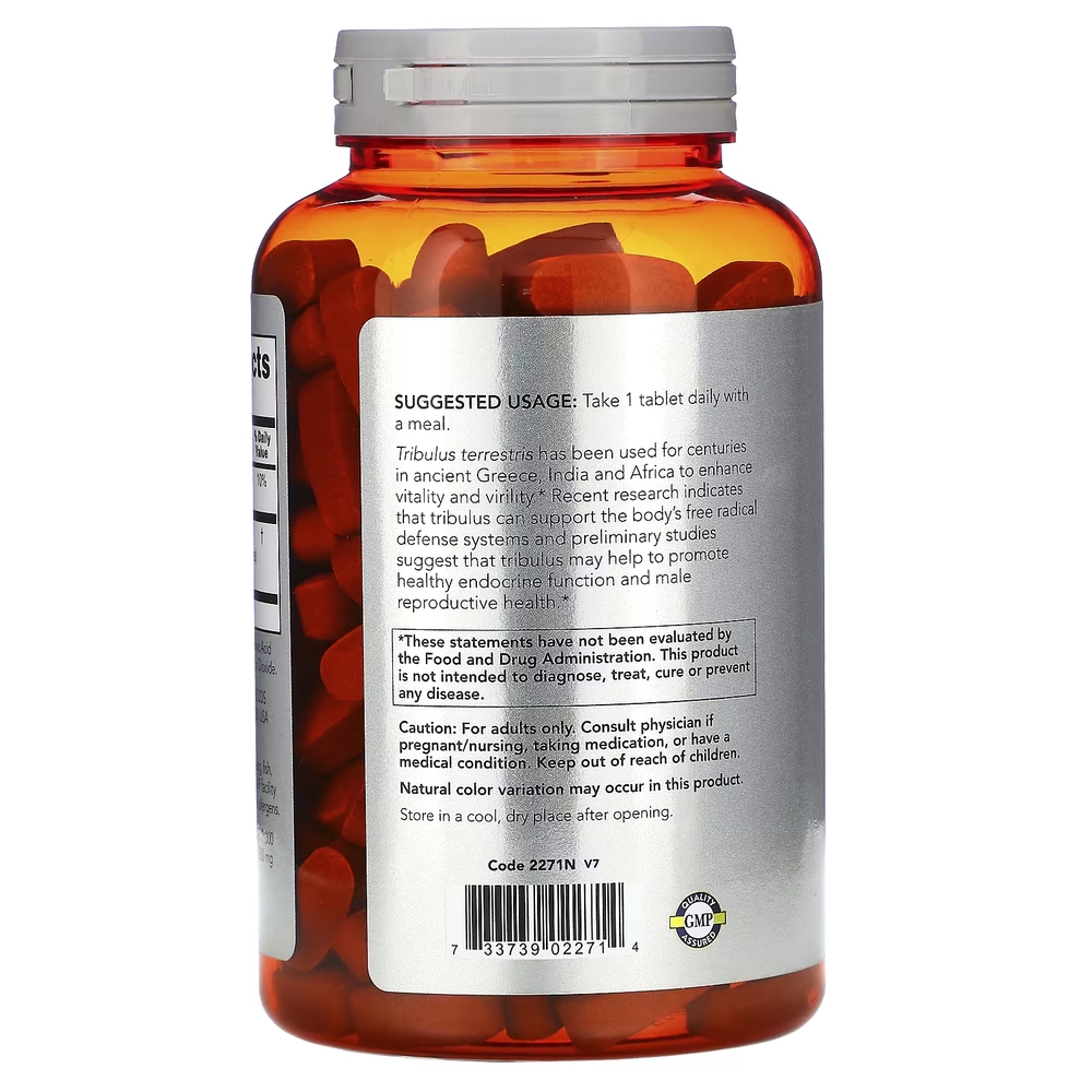 Стимулятор тестостерону NOW Sports Tribulus 1000 mg, 180 таблеток. Фото 3