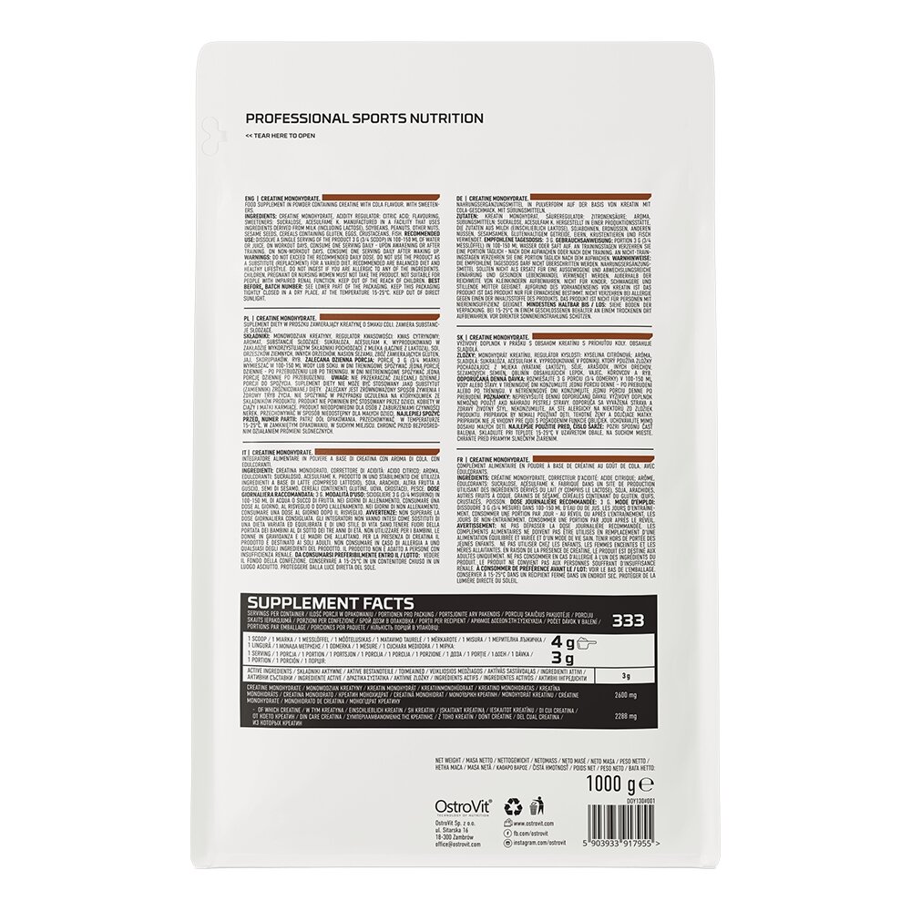 Креатин OstroVit Creatine Monohydrate, 1 кг. Фото 6