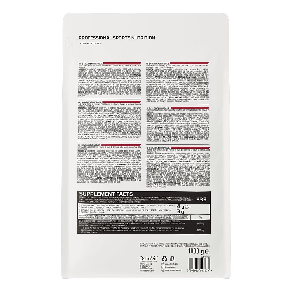 Креатин OstroVit Creatine Monohydrate, 1 кг. Фото 10