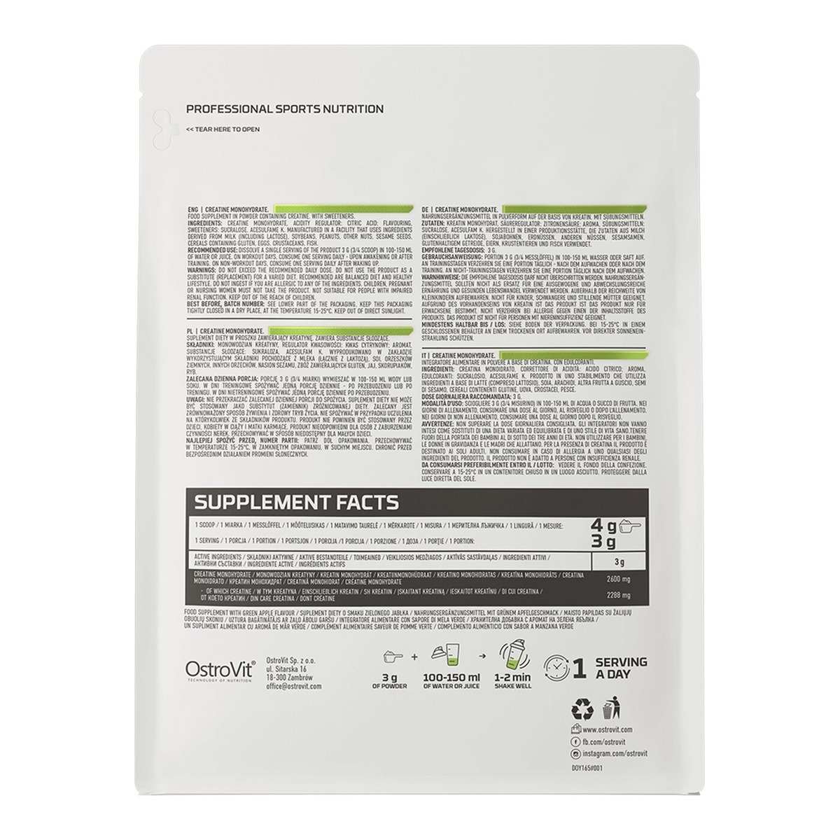 Креатин OstroVit Creatine Monohydrate, 300 грамм. Фото 11