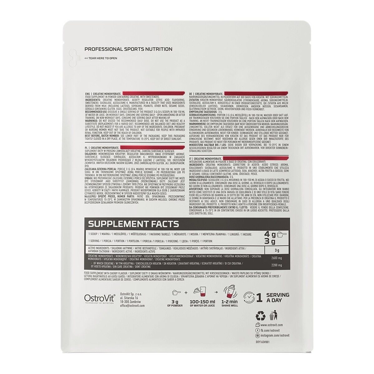 Креатин OstroVit Creatine Monohydrate, 300 грамм. Фото 9