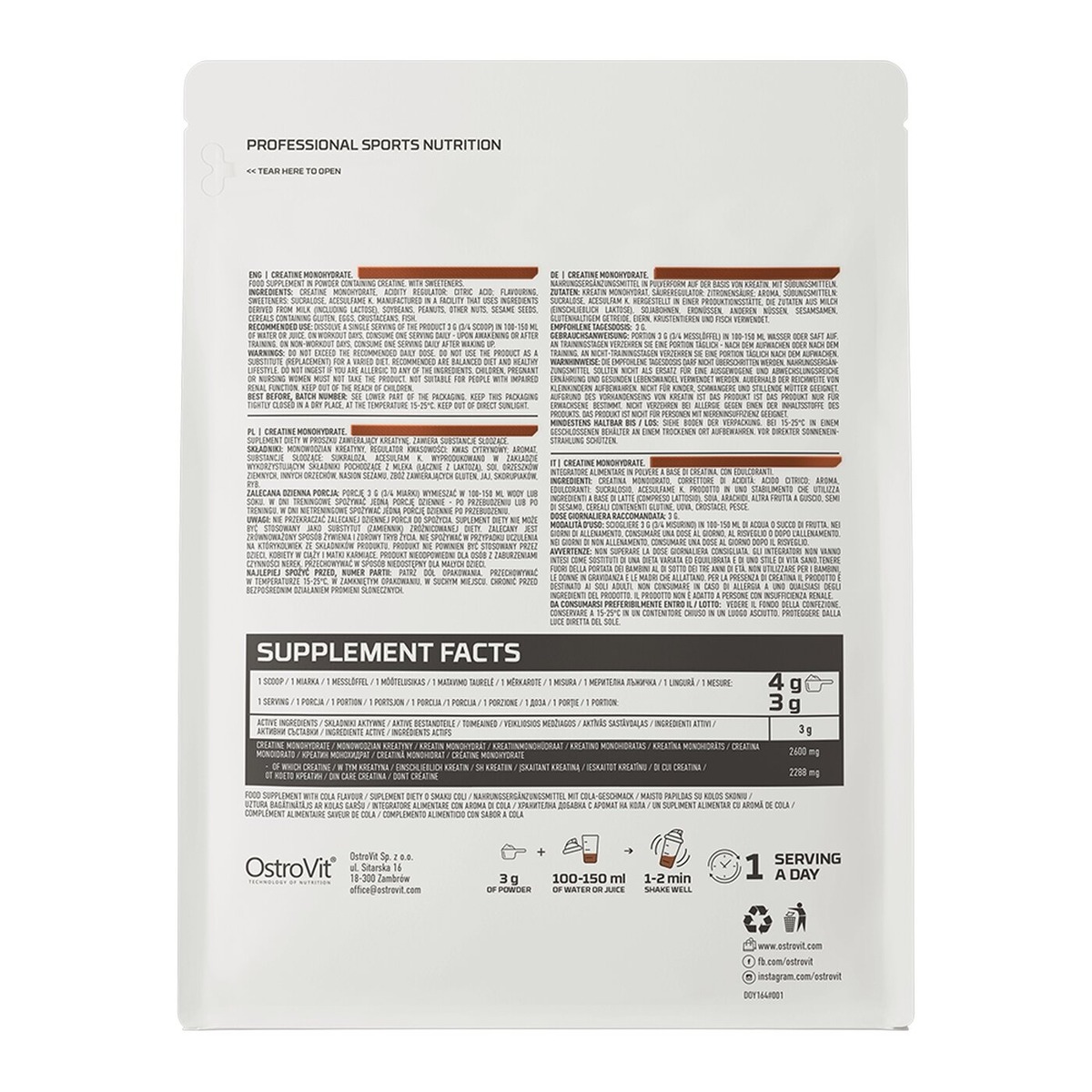 Креатин OstroVit Creatine Monohydrate, 300 грамм. Фото 13