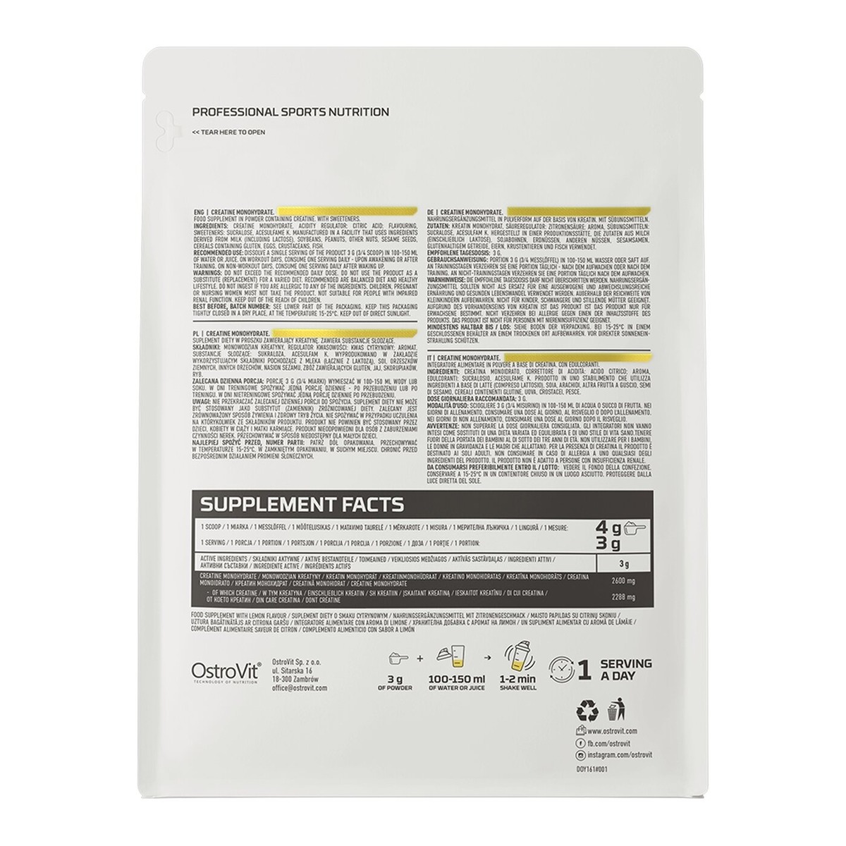 Креатин OstroVit Creatine Monohydrate, 300 грамм. Фото 15