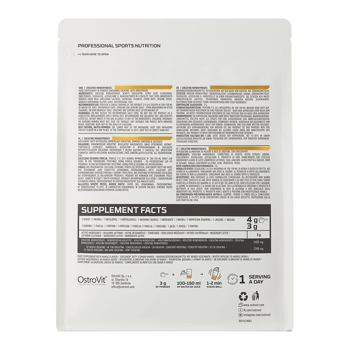 Креатин OstroVit Creatine Monohydrate, 300 грамм. Фото 17
