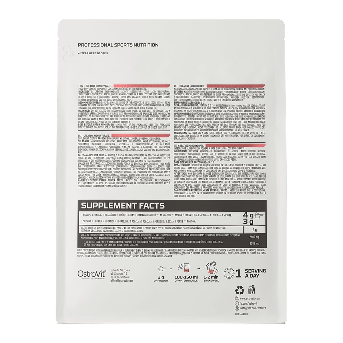Креатин OstroVit Creatine Monohydrate, 300 грамм. Фото 7
