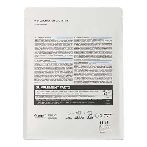 Креатин OstroVit Creatine Monohydrate, 300 грамм. Фото 2