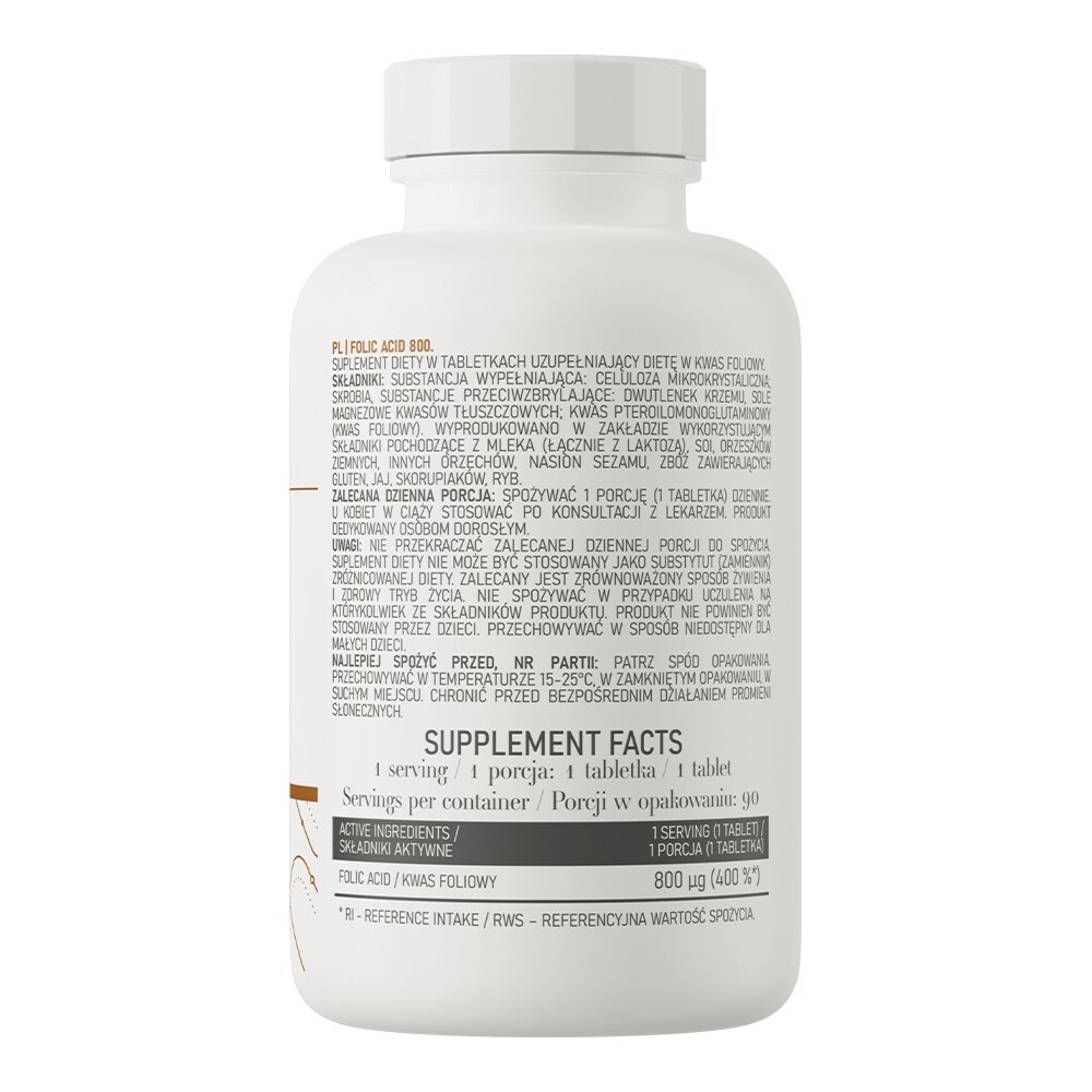 Вітаміни та мінерали OstroVit Folic Acid, 90 таблеток. Фото 2
