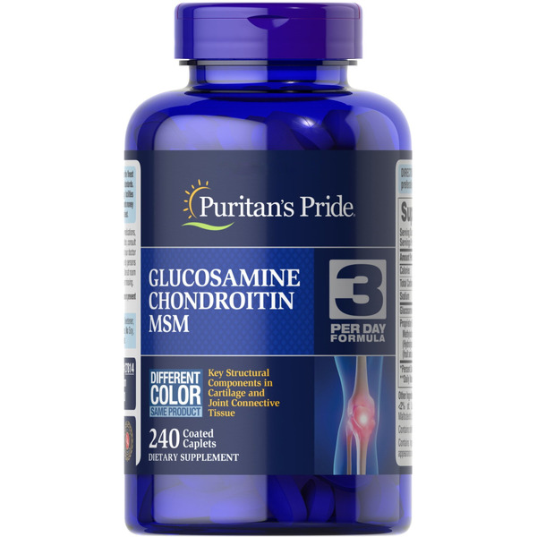 Препарат для суставов и связок Puritan's Pride Glucosamine Chondroitin MSM 3 Per Day Formula, 240 каплет