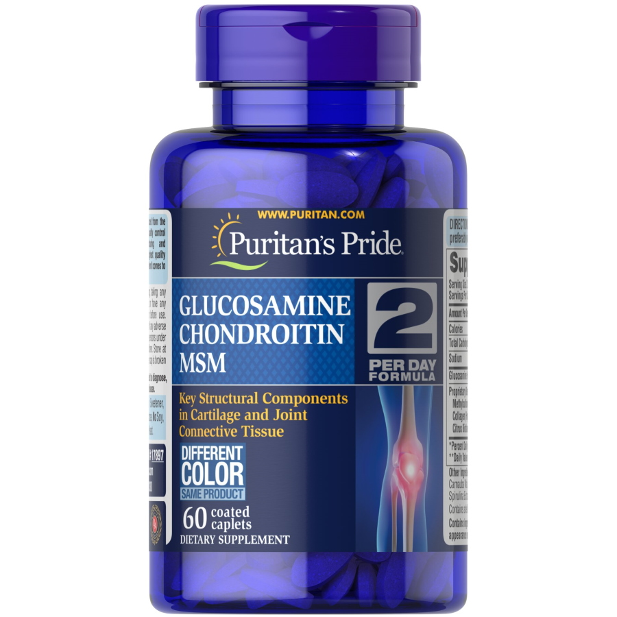 Препарат для суглобів і зв'язок Puritan's Pride Glucosamine Chondroitin MSM 2 Per Day Formula, 60 каплет