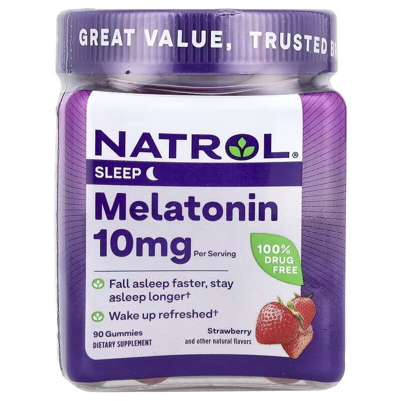 Натуральна добавка Natrol Melatonin 10mg Gummies, 90 желейок полуниця