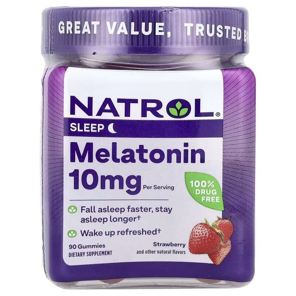 Натуральна добавка Natrol Melatonin 10mg Gummies, 90 желейок полуниця
