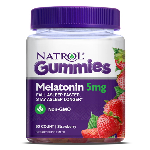 Натуральна добавка Natrol Melatonin 5mg Gummies, 90 желейок полуниця