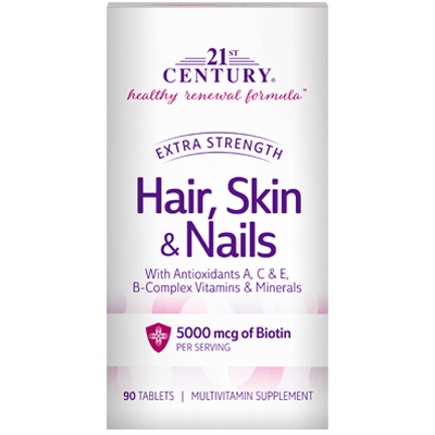 Витамины и минералы 21st Century Hair Skin & Nails Extra Strength, 90 таблеток. Фото 2