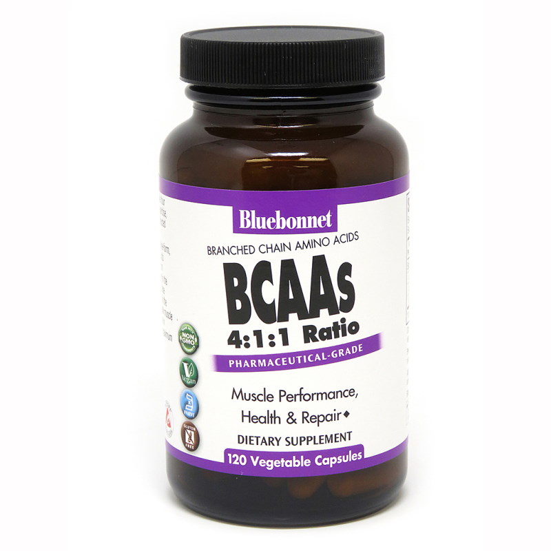 Аминокислота BCAA Bluebonnet Nutrition BCAAs, 120 вегакапсул