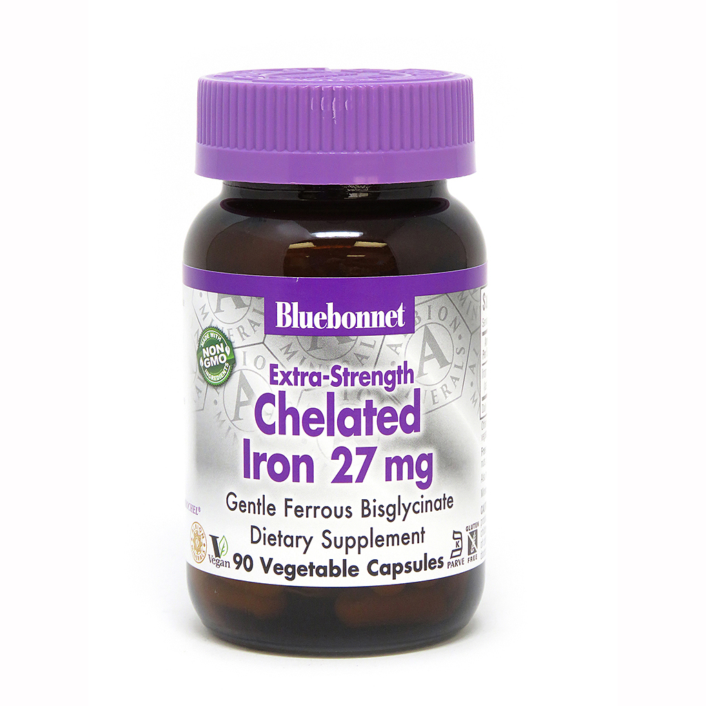 Хелатне залізо Bluebonnet Nutrition Extra-Strength Chelated Iron 27 mg, 90 вегакапсул