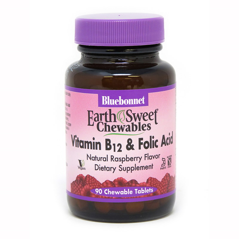 Вітаміни та мінерали Bluebonnet Nutrition Earth Sweet Chewables Vitamin В12 and Folic Acid, 90 жувальних таблеток