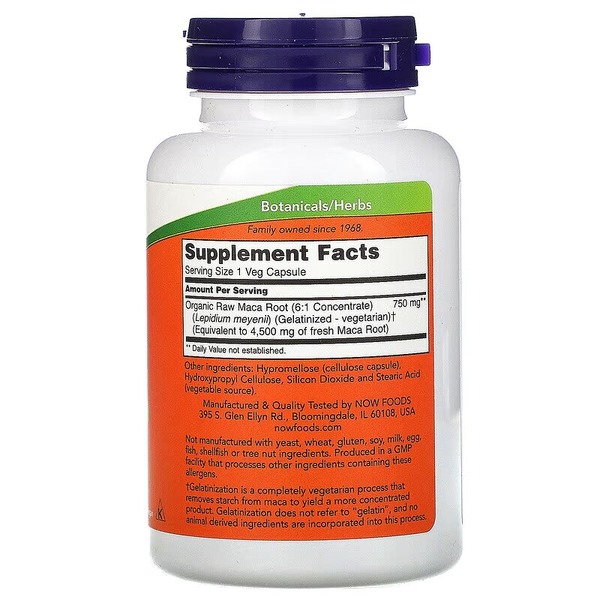 Натуральна добавка NOW Maca Raw 750 mg, 90 вегакапсул. Фото 2
