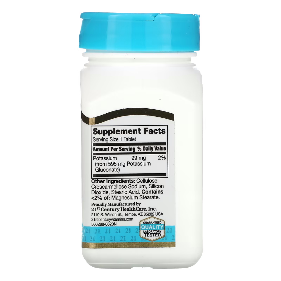 Витамины и минералы 21st Century Potassium Gluconate 595 mg, 110 таблеток. Фото 2