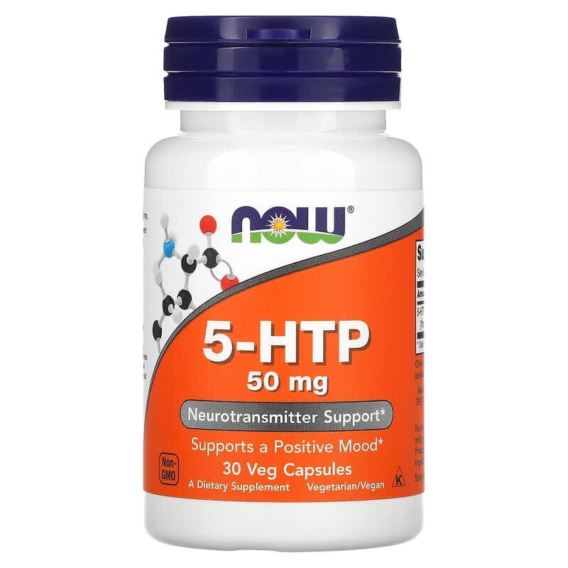 Амінокислота NOW 5-HTP 50 mg, 30 вегакапсул