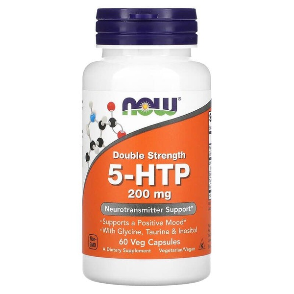 Амінокислота NOW 9-HTP 200 mg, 60 вегакапсул