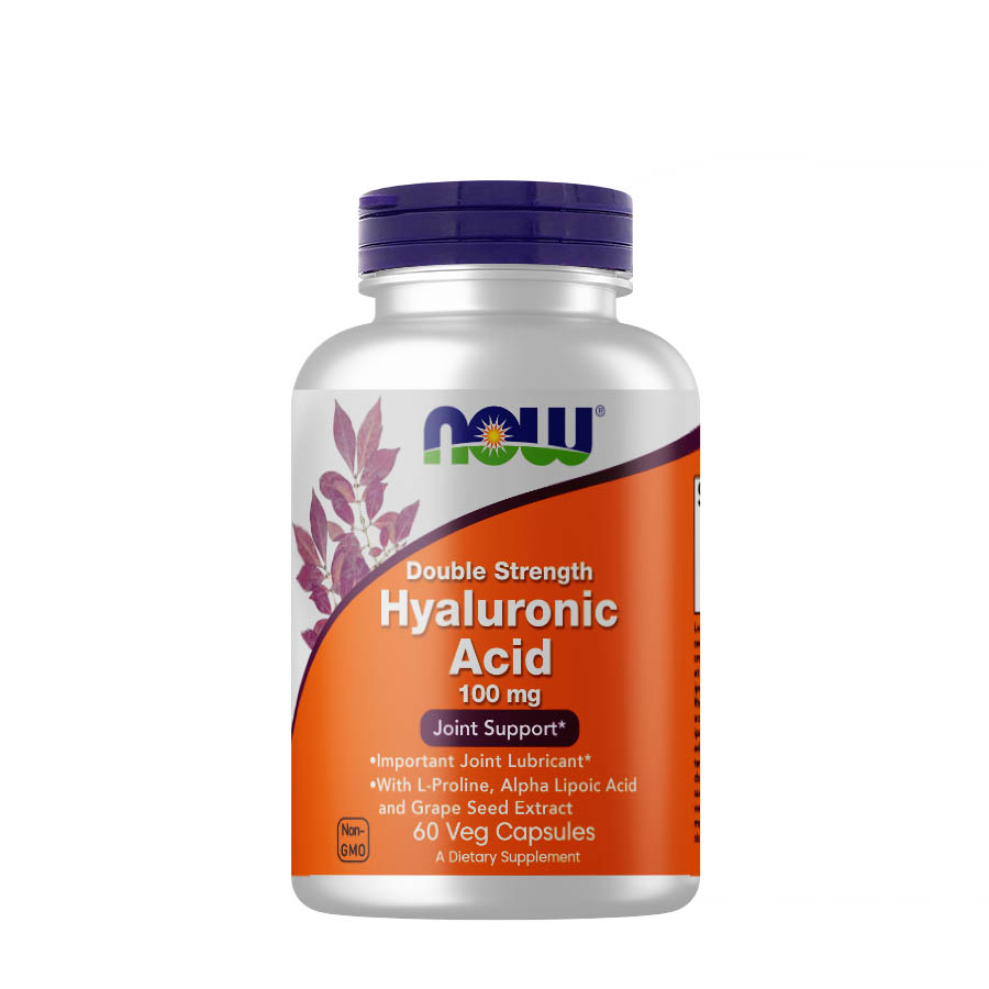 Препарат для суставов и связок NOW Hyaluronic Acid 100 mg Double Strength, 60 вегакапсул