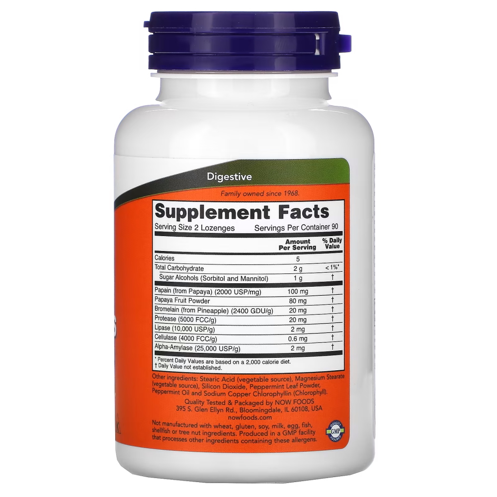 Натуральна добавка NOW Papaya Enzymes, 180 жувальних таблеток. Фото 2
