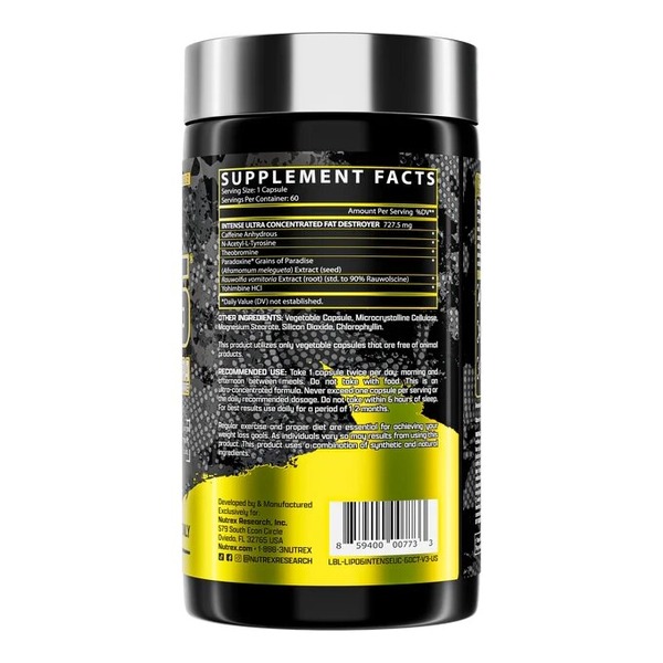 Жиросжигатель Nutrex Research Lipo-6 Black Intense Ultra Concentrate, 60 капсул. Фото 3