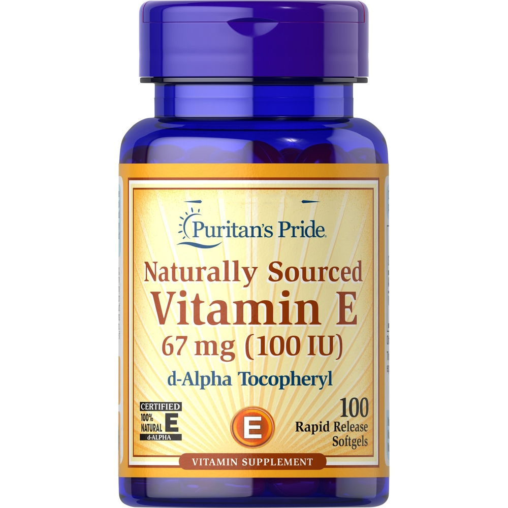 Витамины и минералы Puritan's Pride Vitamin E 100 IU Naturally Sourced, 100 капсул