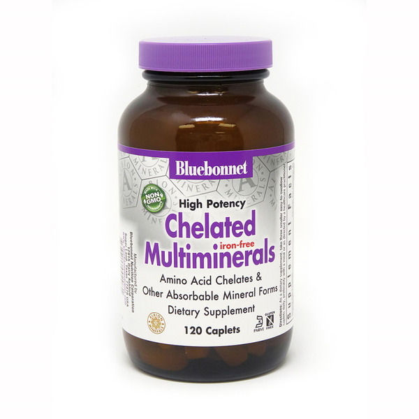 Вітаміни та мінерали Bluebonnet Nutrition Albion Chelated Multiminerals Iron free, 120 каплет