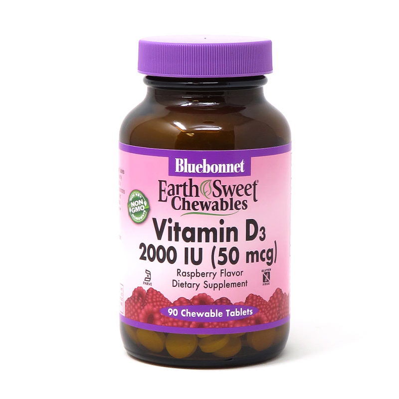 Витамины и минералы Bluebonnet Nutrition Earth Sweet Chewables Vitamin D3 2000 IU, 90 жевательных таблеток