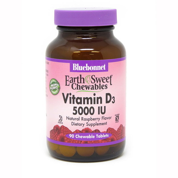 Вітаміни та мінерали Bluebonnet Nutrition Earth Sweet Chewables Vitamin D3 5000 IU, 90 жувальних таблеток