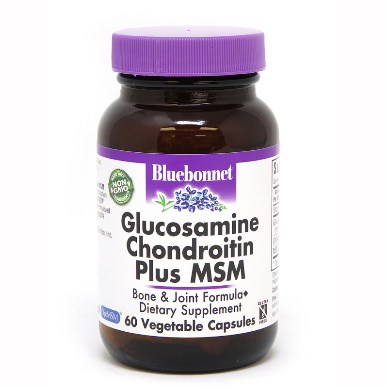 Препарат для суставов и связок Bluebonnet Nutrition Glucosamine Chondroitin plus MSM, 60 вегакапсул