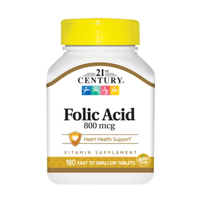 Вітаміни та мінерали 21st Century Folic Acid 800 mcg, 180 таблеток