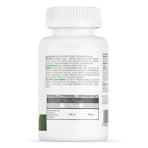 Натуральна добавка OstroVit Vege Spiruline, 90 таблеток. Фото 2