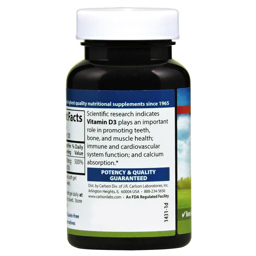 Витамины и минералы Carlson Labs Vitamin D3 4000 IU, 120 капсул. Фото 2