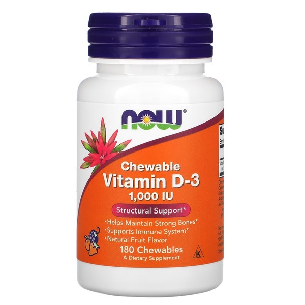 Витамины и минералы NOW Vitamin D3 1000 IU, 180 жевательные таблетки