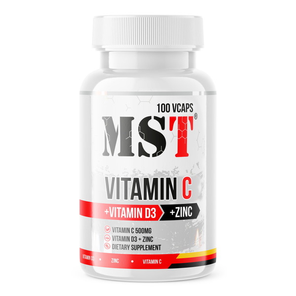 Витамины и минералы MST Nutrition Vitamin C + D3 + Zinc, 100 вегакапсул