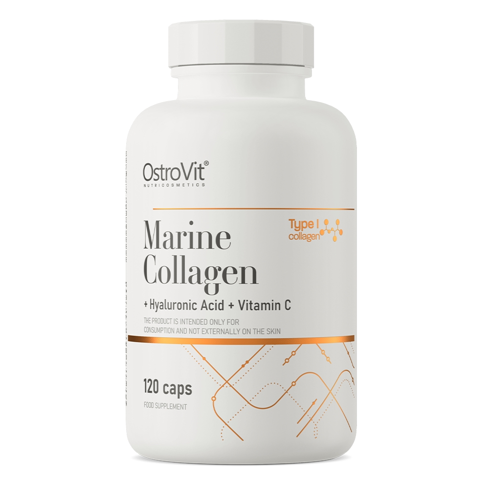 Препарат для суглобів і зв'язок OstroVit Marine Collagen with Hyaluronic Acid and Vitamin C, 120 капсул