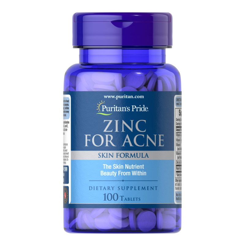 Витамины и минералы Puritan's Pride Zinc for Acne, 100 таблеток