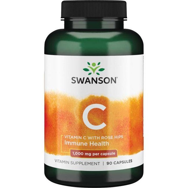 Вітаміни та мінерали Swanson Vitamin C 1000 mg with Rose Hips, 90 капсул
