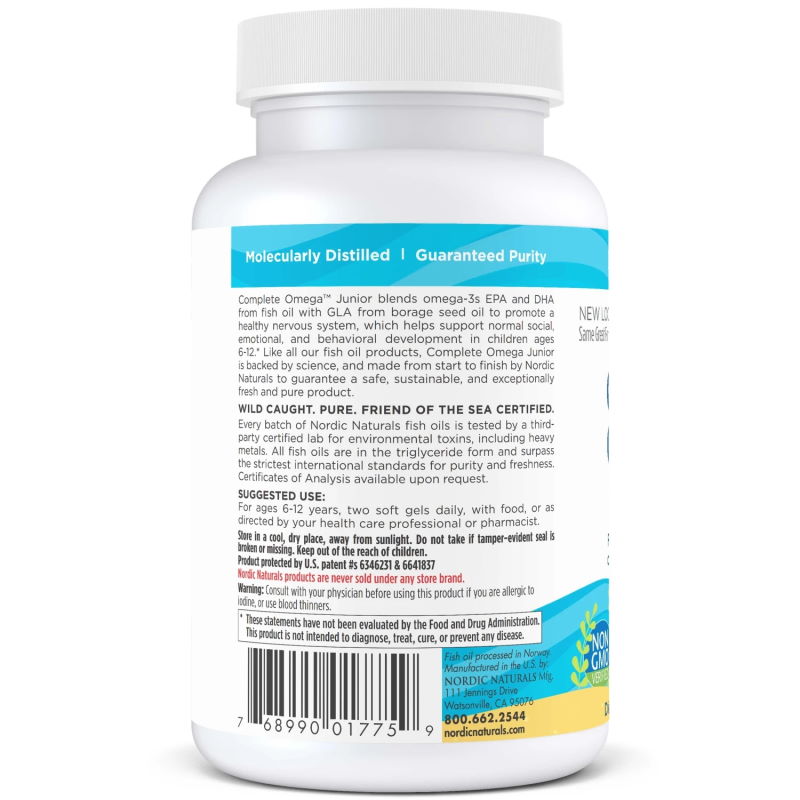 Жирные кислоты Nordic Naturals Complete Omega Junior, 90 капсул лимон. Фото 3