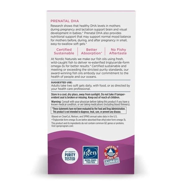 Жирные кислоты Nordic Naturals Prenatal DHA, 90 капсул. Фото 3