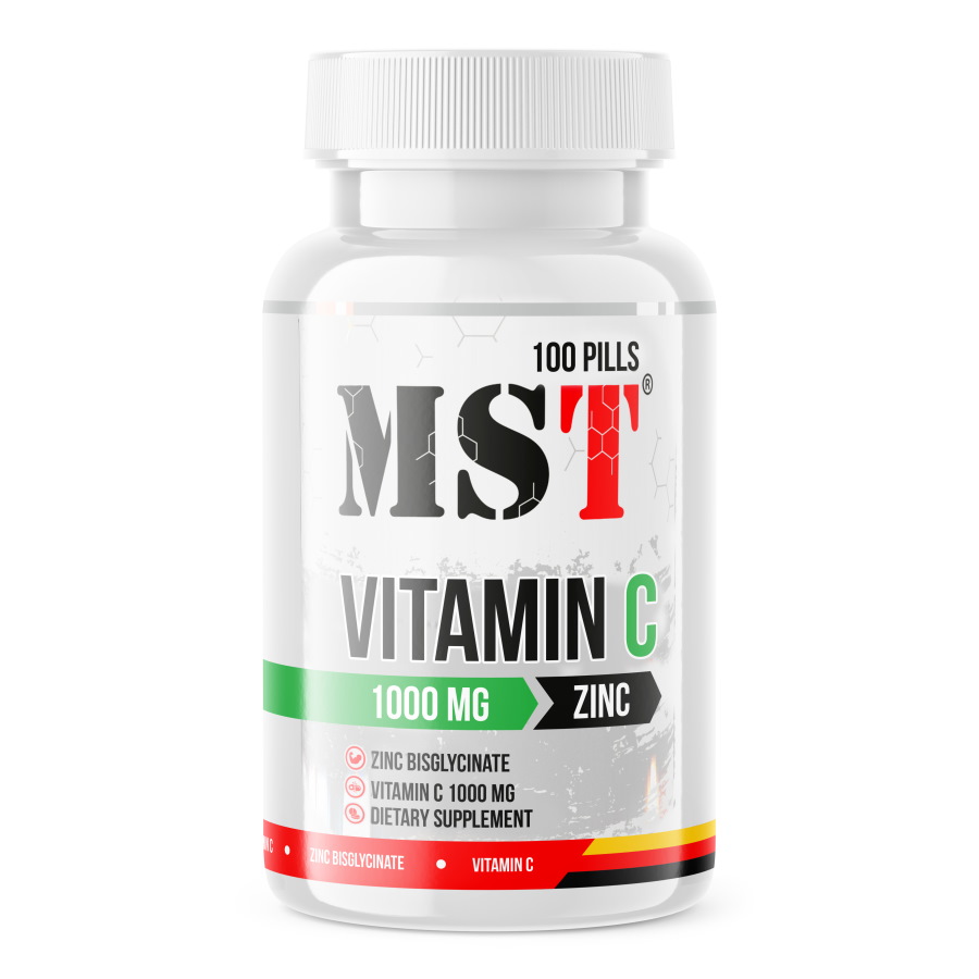 Витамины и минералы MST Nutrition Vitamin C + Zinc, 100 таблеток